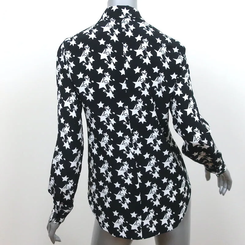 ANINE BING Blouse Stella Imprimé Étoile Noire Soie Taille Très Petite Haut à Manches Longues