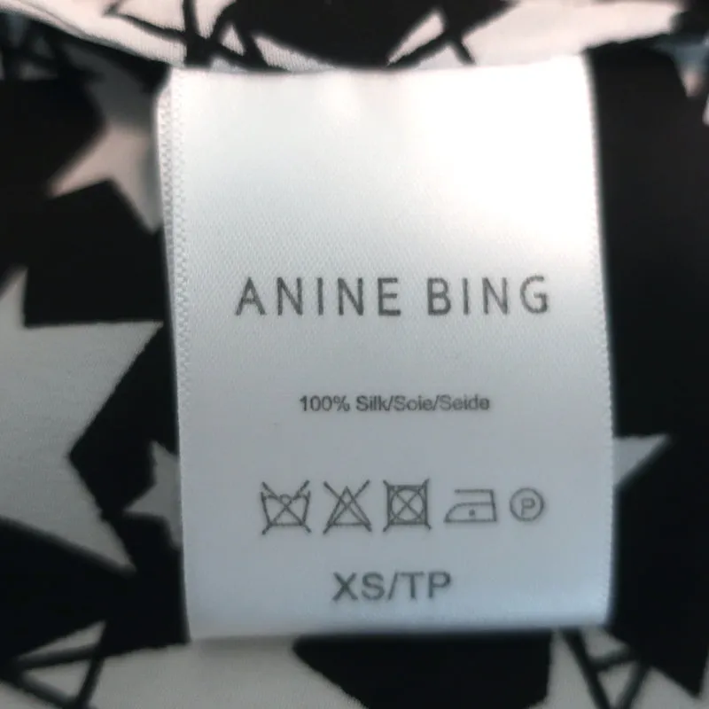 ANINE BING Blouse Stella Imprimé Étoile Noire Soie Taille Très Petite Haut à Manches Longues