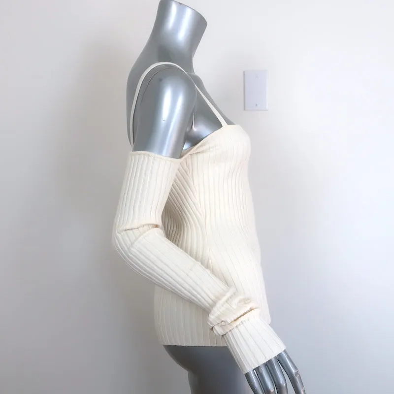 Anna Quan Bonnie Haut en maille côtes froid épaule Ivoire en coton extensible Taille AU 10 US 6 NEUF