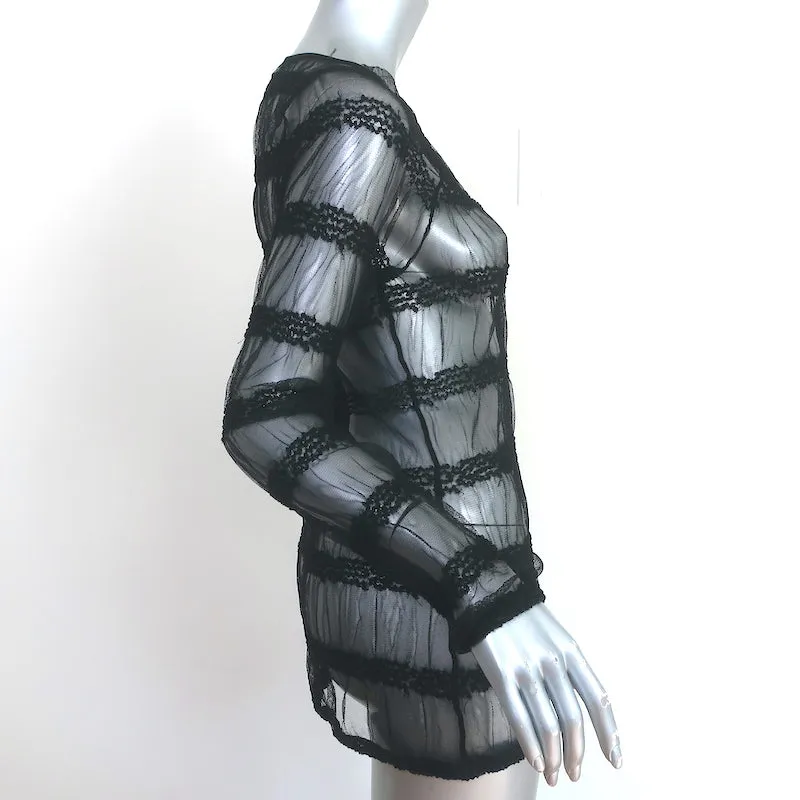 Haut à manches longues Anne Fontaine Carolane en tulle rayé noir Taille 40