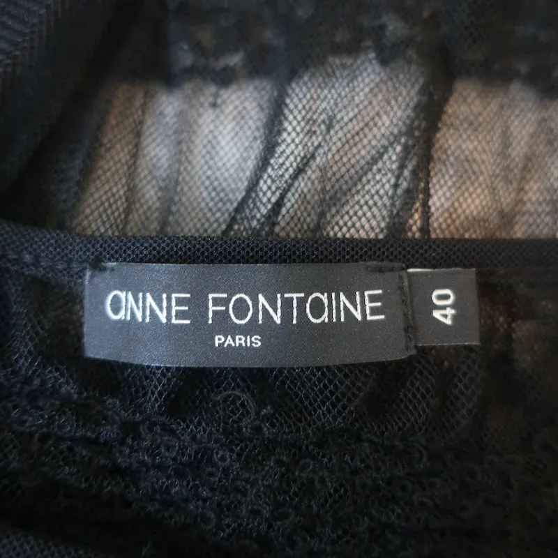 Haut à manches longues Anne Fontaine Carolane en tulle rayé noir Taille 40