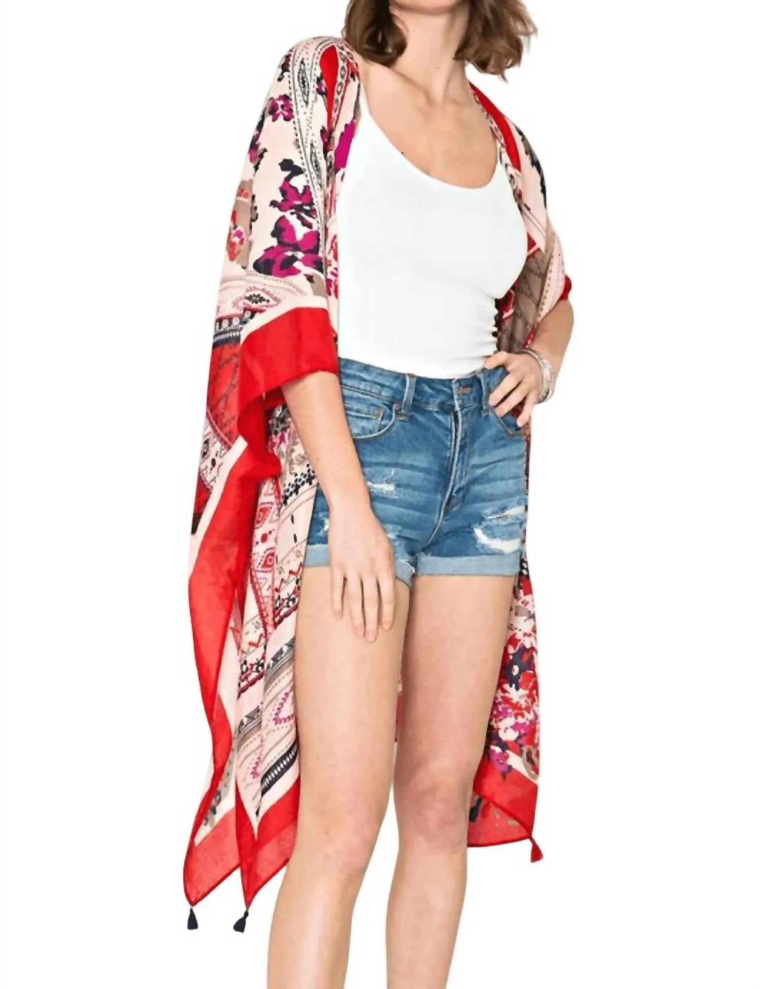 Écharpe Antalya Rouge Multicolore