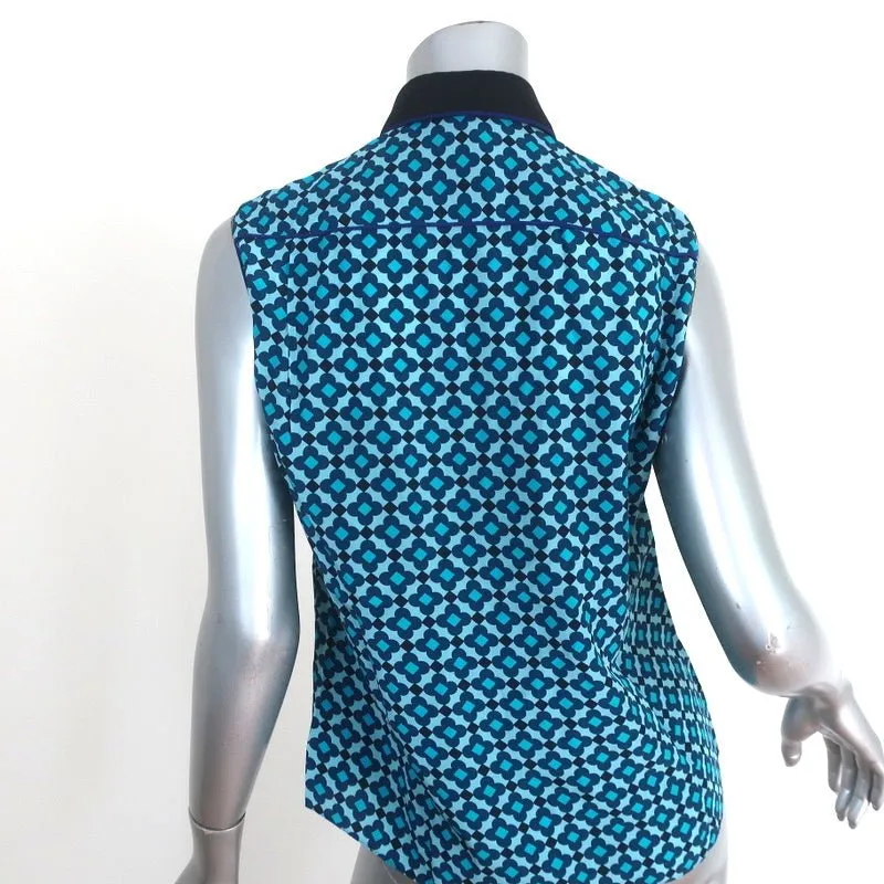 Aquilano Rimondi Chemise à Col Bleu Imprimé en Soie Taille 40 Blouse Sans Manches