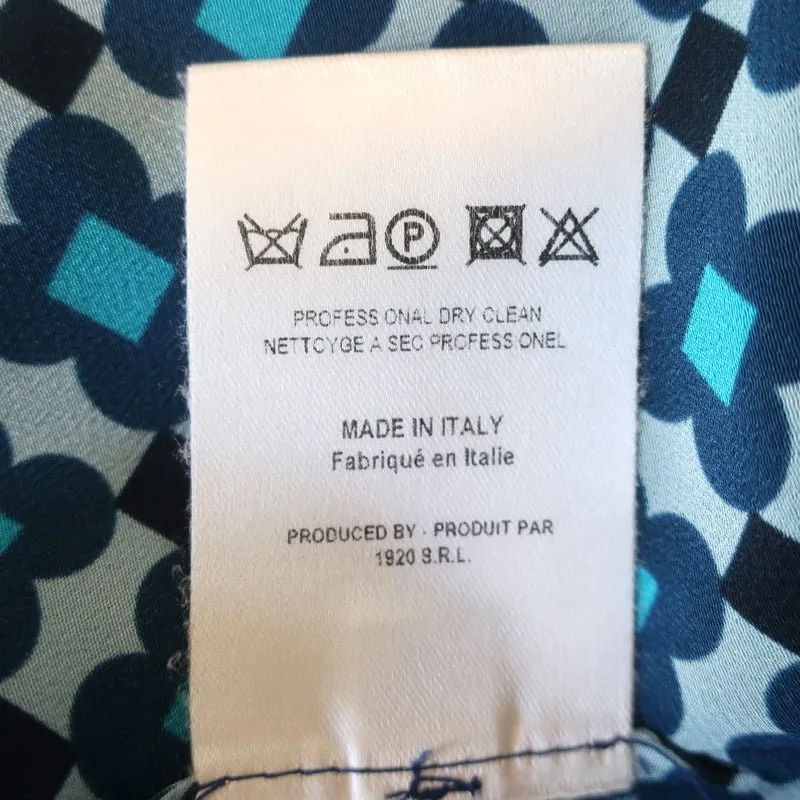 Aquilano Rimondi Chemise à Col Bleu Imprimé en Soie Taille 40 Blouse Sans Manches