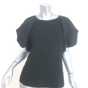 Armani Collezioni Puff Sleeve Blouse Black Wool-Blend Size 8