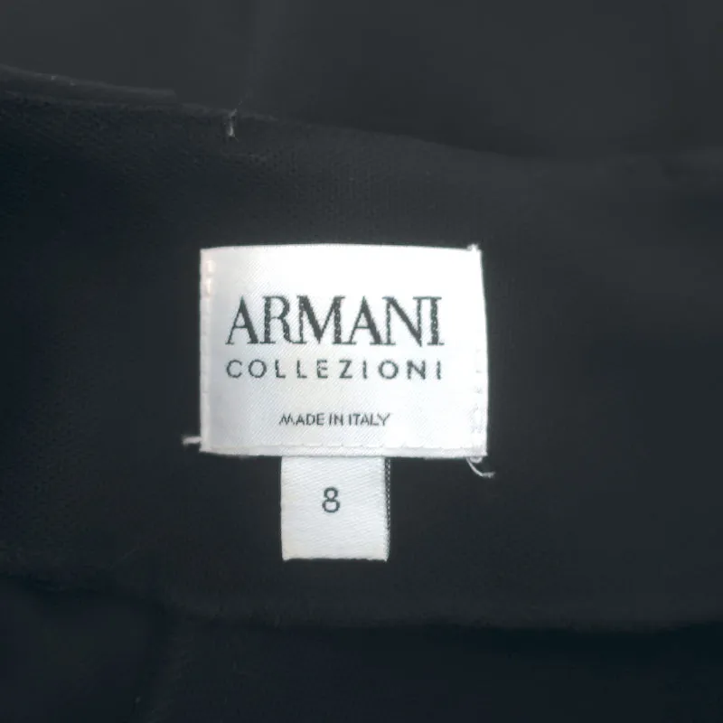 Armani Collezioni Blouse à manches ballon noire en laine mélangée taille 8