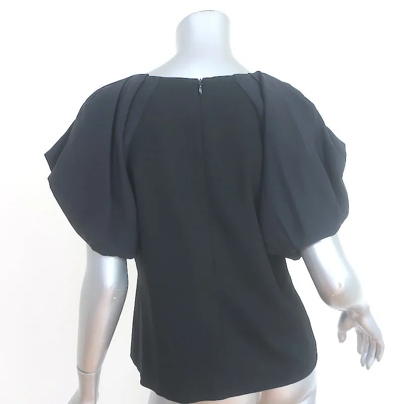 Armani Collezioni Blouse à manches ballon noire en laine mélangée taille 8