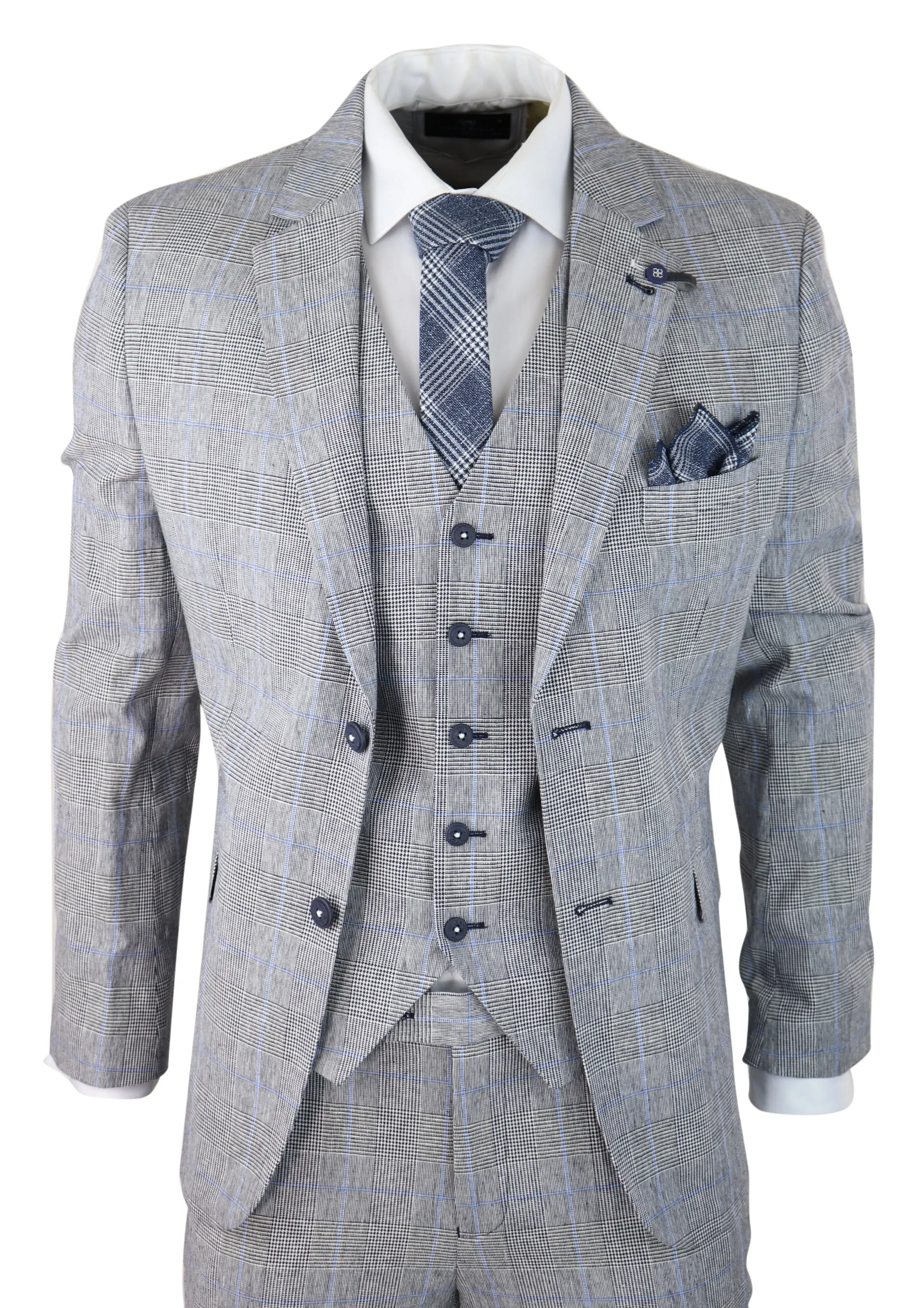 Costume de mariage d'été Arriga 3 pièces à carreaux gris