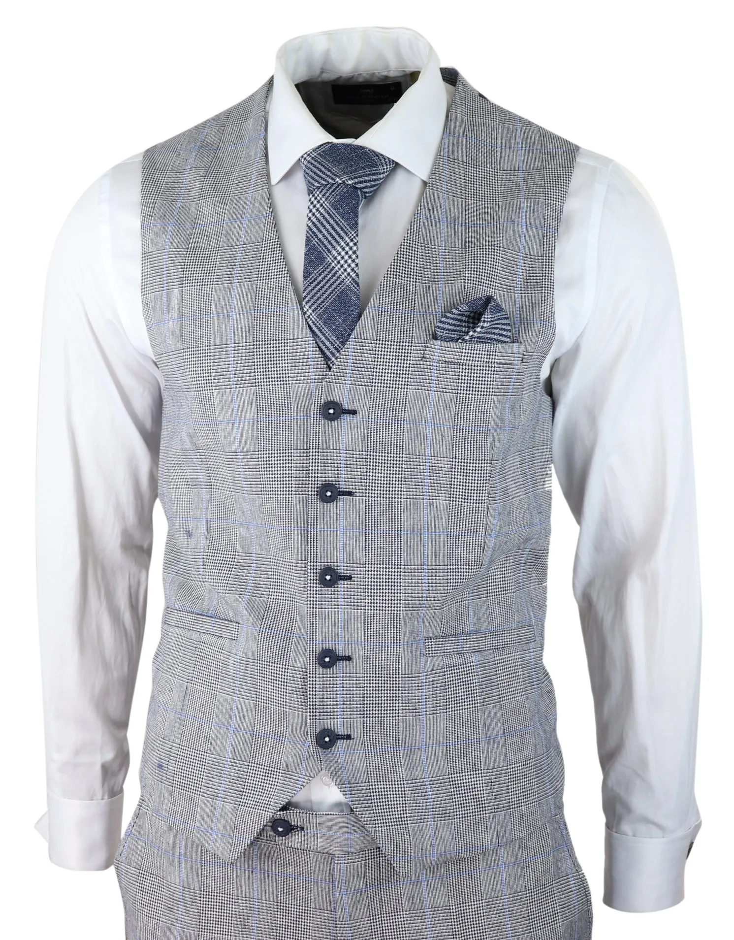 Costume de mariage d'été Arriga 3 pièces à carreaux gris