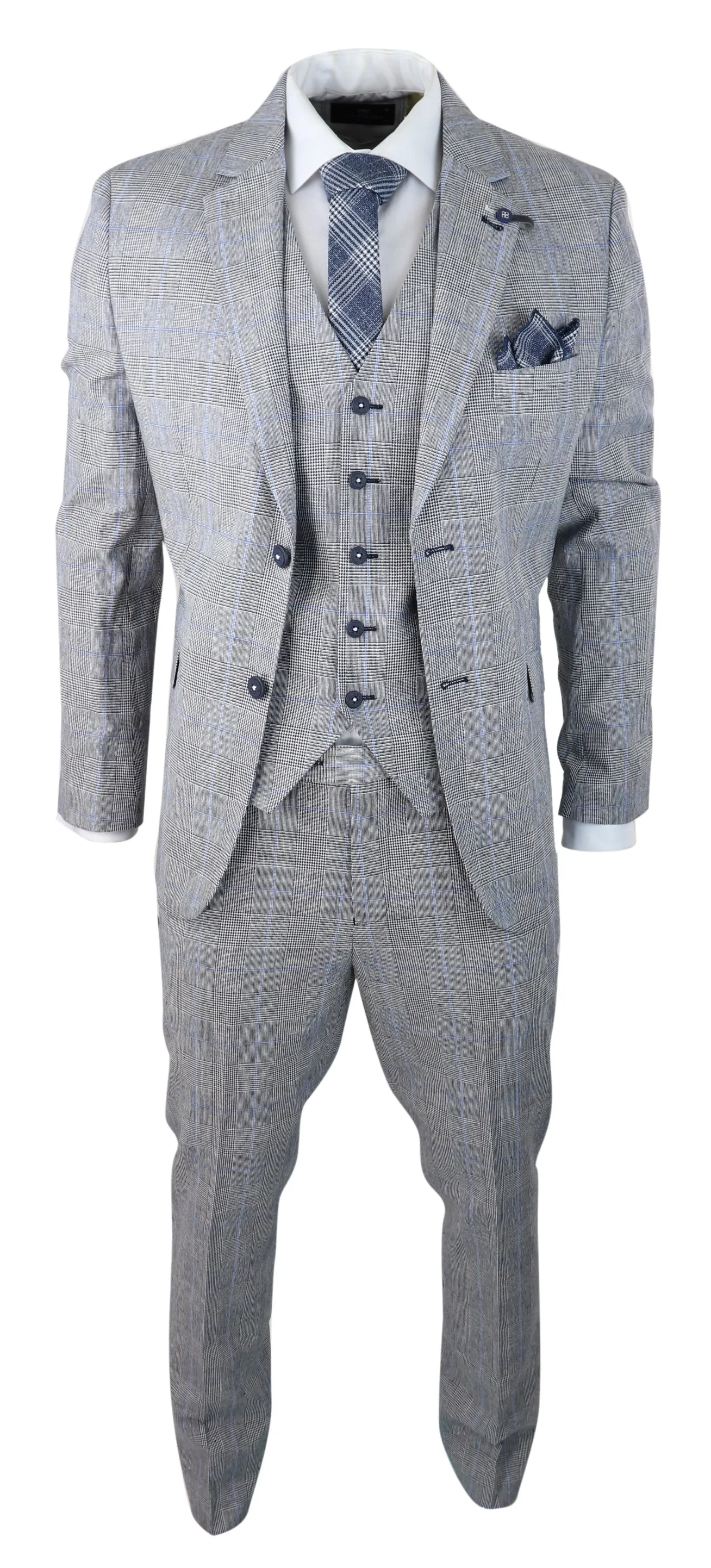 Costume de mariage d'été Arriga 3 pièces à carreaux gris