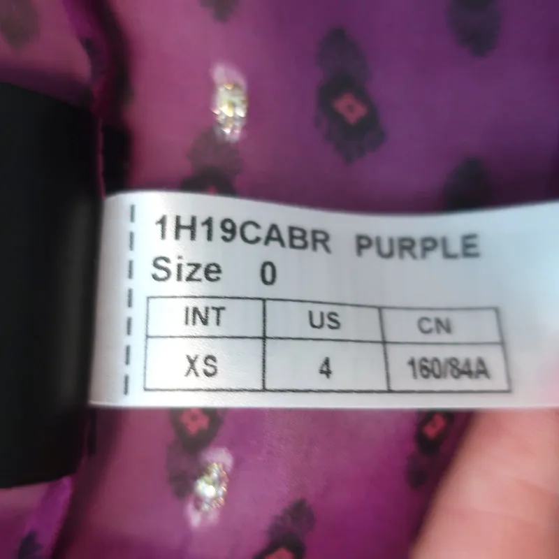 Ba&sh Blouse Cabri Violet Imprimé Fil Métallique Chiffon Taille Très Petite