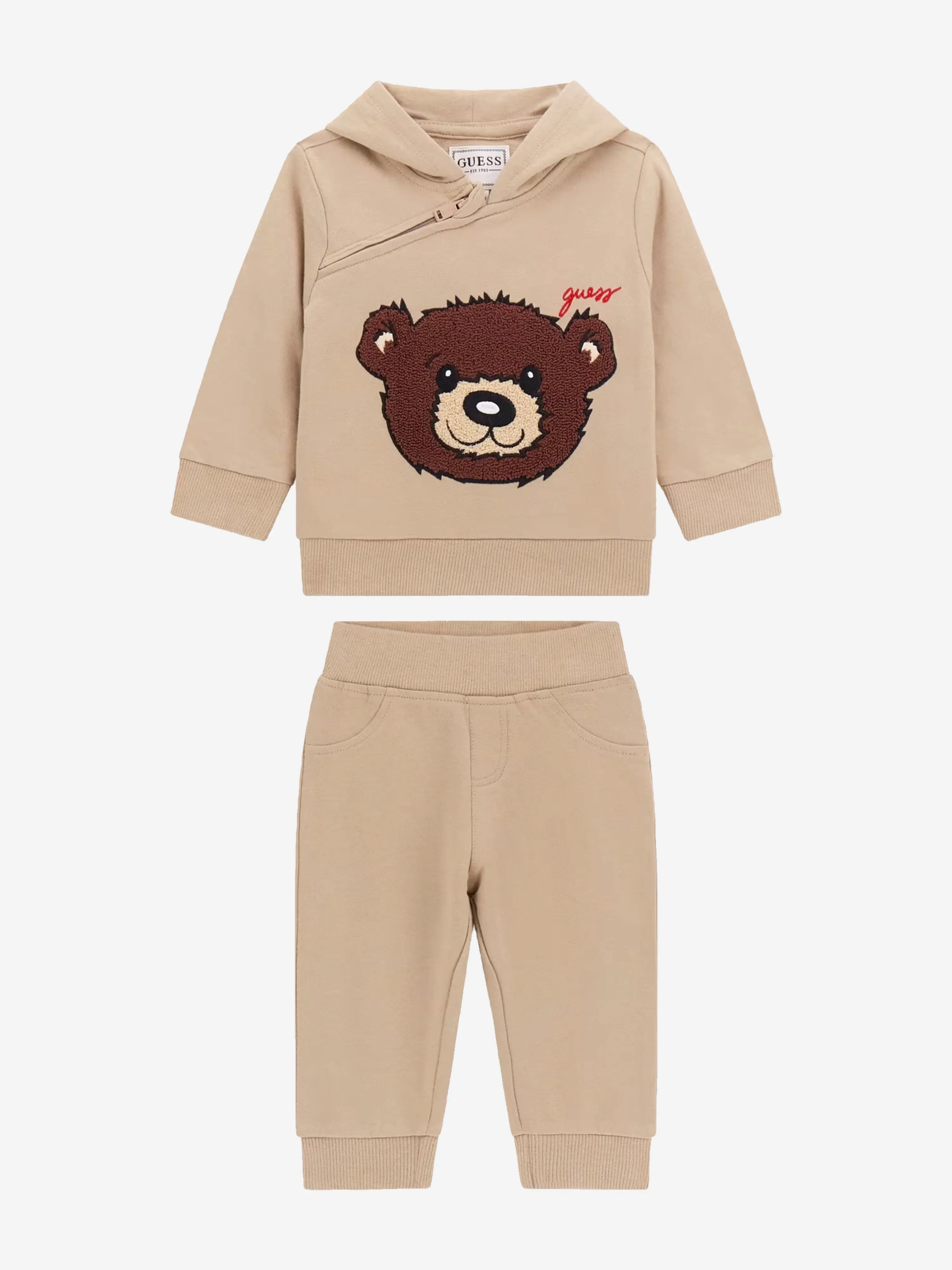 Combinaison ours à traces pour bébé garçon en beige