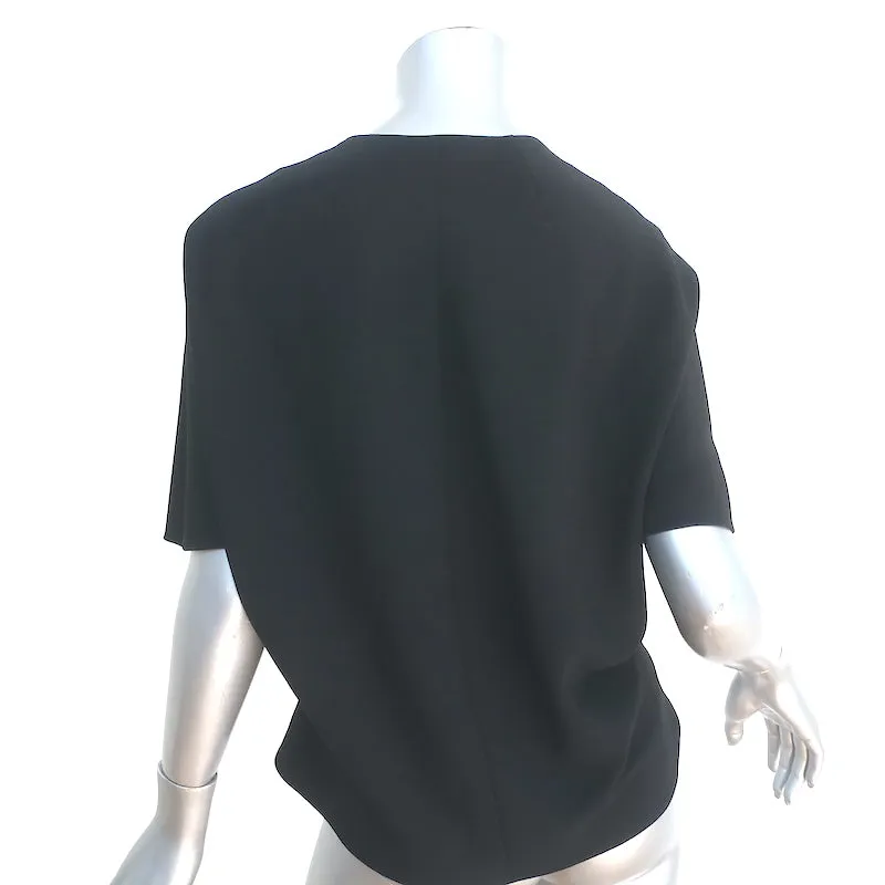 Balenciaga Blouse à boutonnage devant en crêpe noir Taille 40 Haut à manches courtes