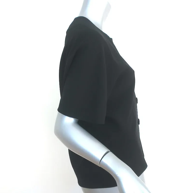 Balenciaga Blouse à boutonnage devant en crêpe noir Taille 40 Haut à manches courtes