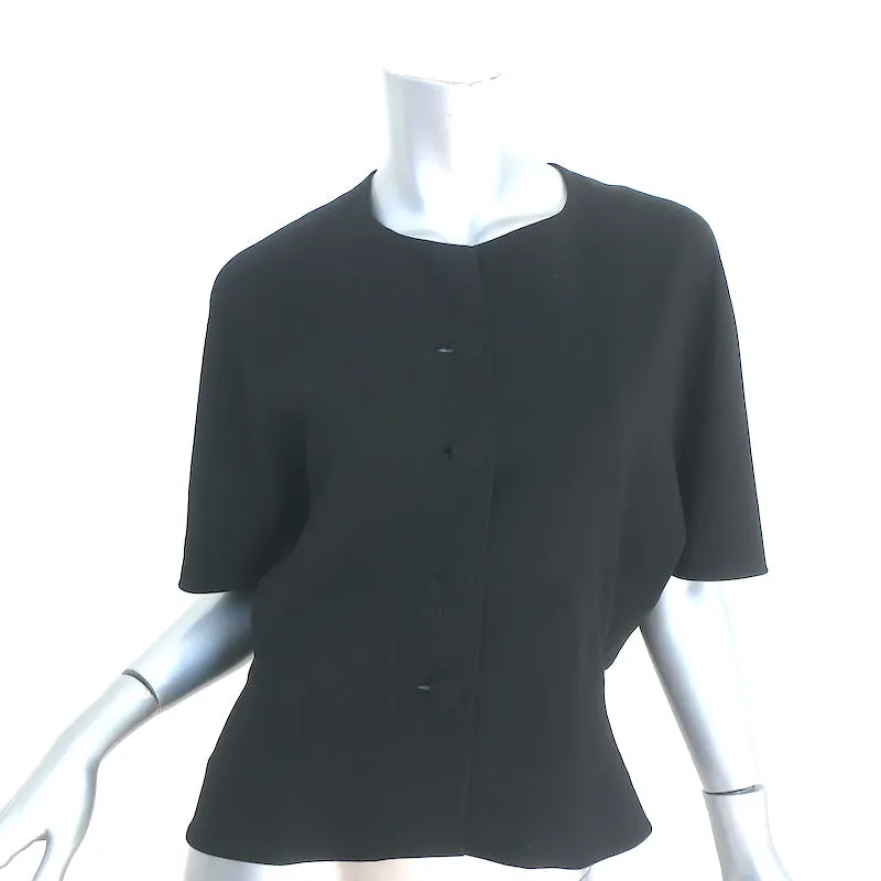 Balenciaga Blouse à boutonnage devant en crêpe noir Taille 40 Haut à manches courtes