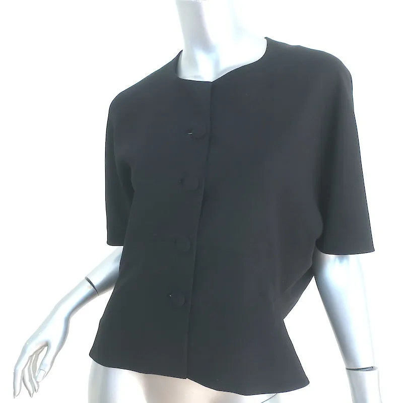 Balenciaga Blouse à boutonnage devant en crêpe noir Taille 40 Haut à manches courtes