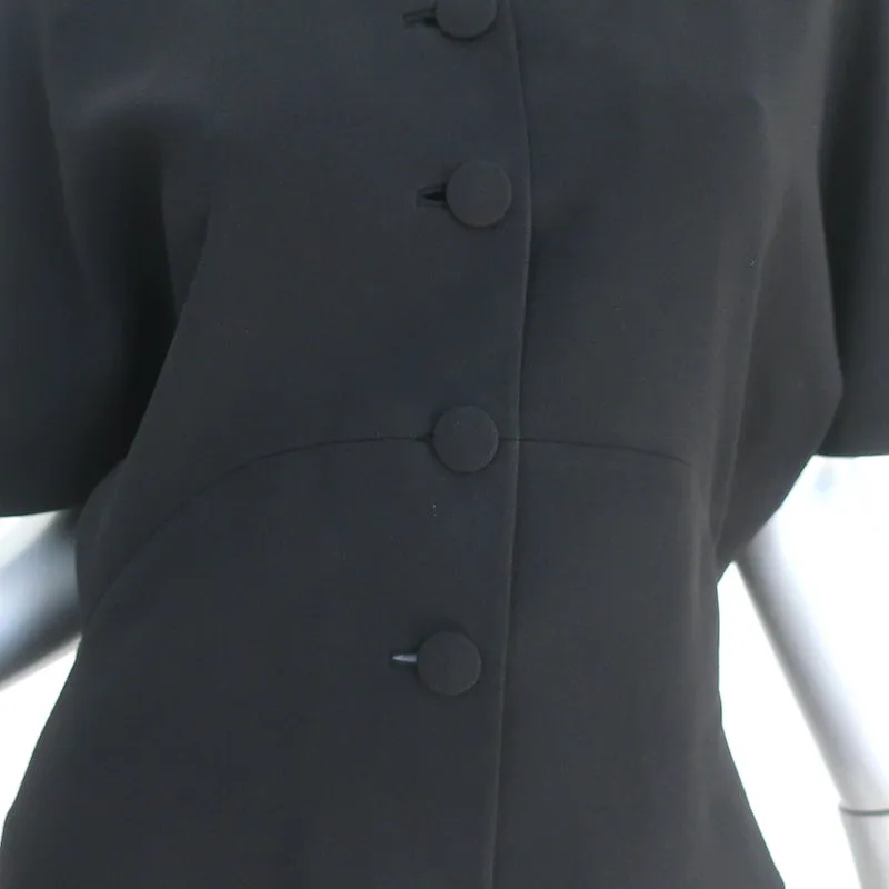 Balenciaga Blouse à boutonnage devant en crêpe noir Taille 40 Haut à manches courtes