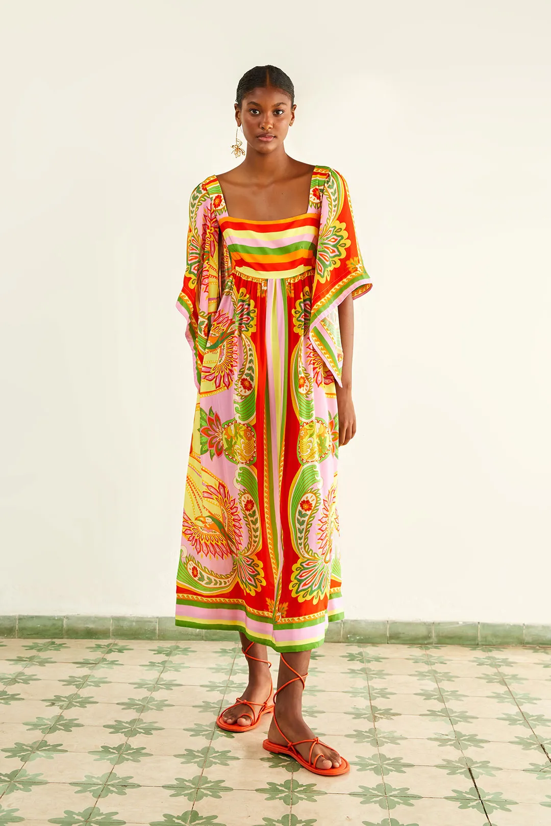 Robe midi imprimée toucans plage