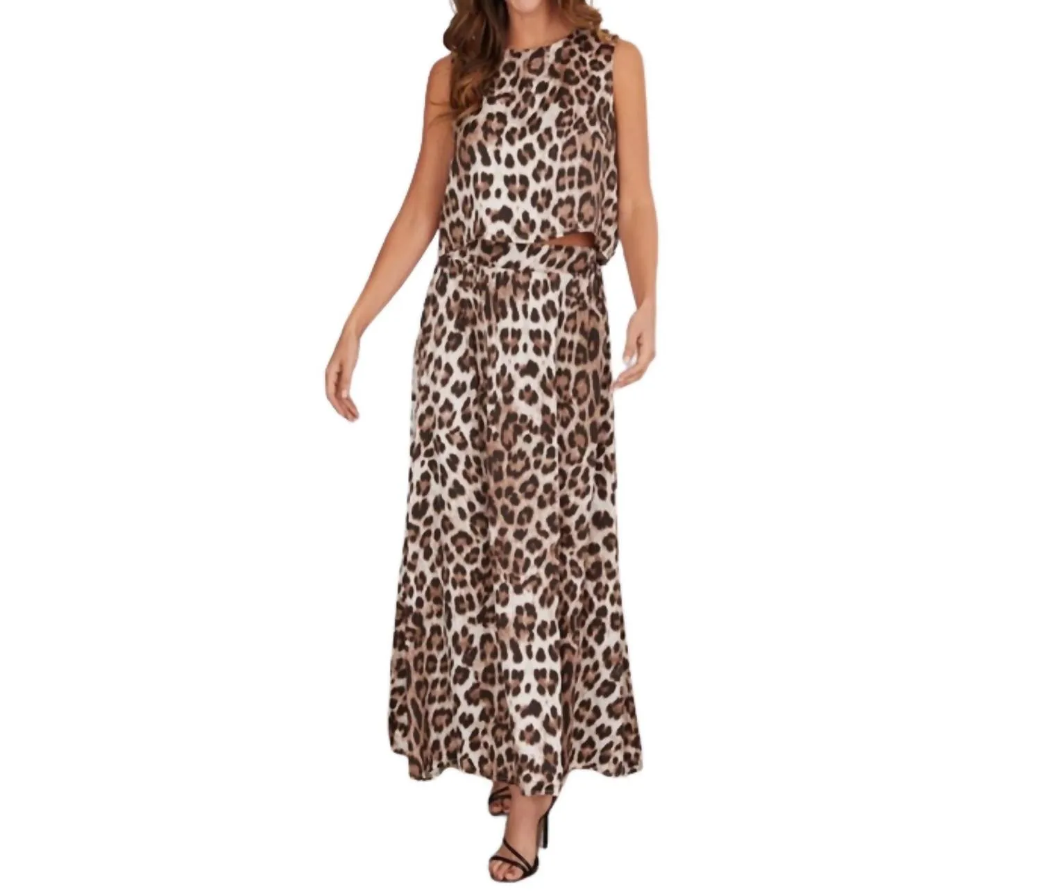 Jupe Longue Imprimé Guépard Big Game en Beige
