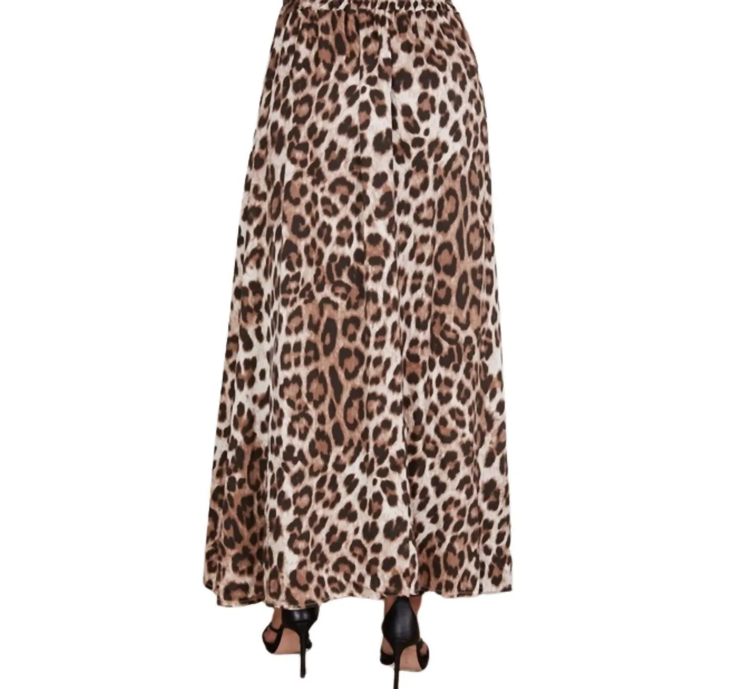 Jupe Longue Imprimé Guépard Big Game en Beige
