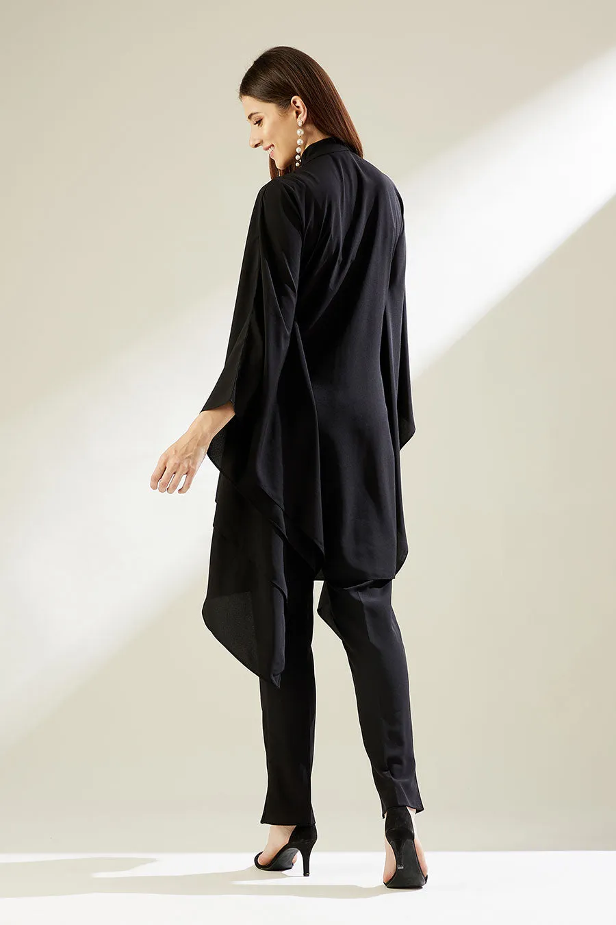 Ensemble Coordonné Kaftan Brodé Noir Bloom