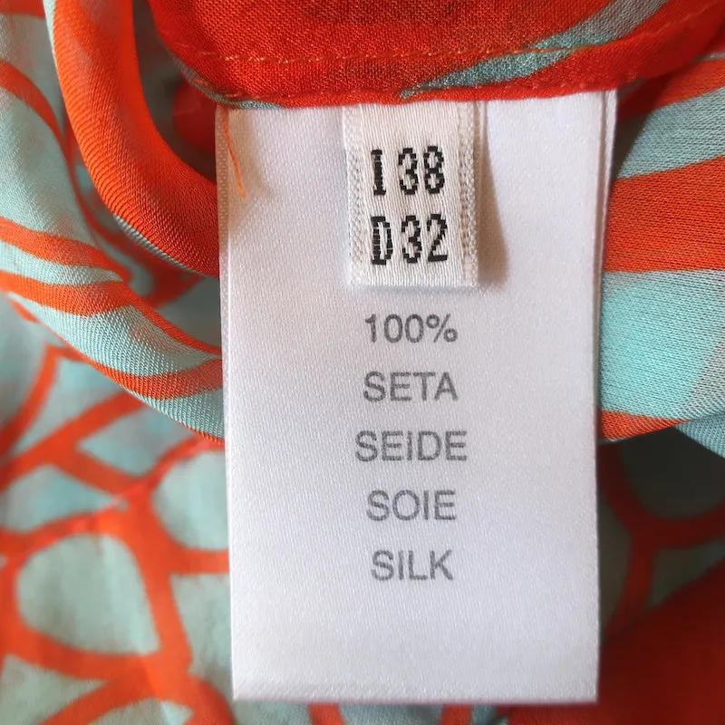 Blumarine Tunique en Chiffon à Paillettes Imprimé Soie Orange Taille 38