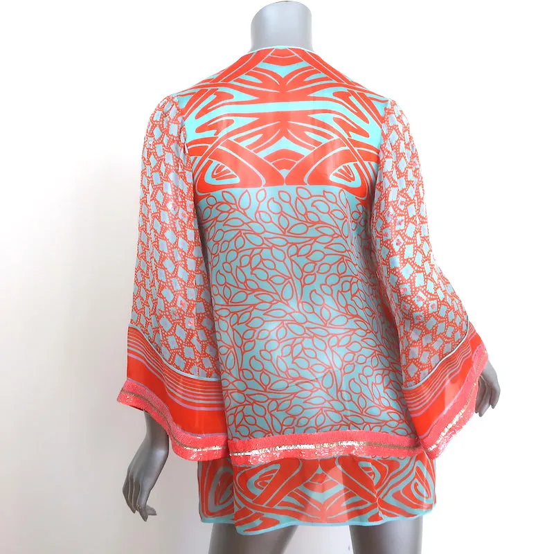 Blumarine Tunique en Chiffon à Paillettes Imprimé Soie Orange Taille 38
