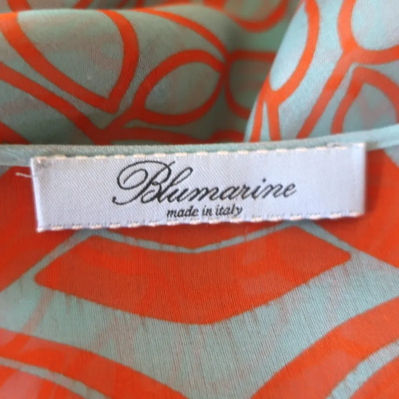 Blumarine Tunique en Chiffon à Paillettes Imprimé Soie Orange Taille 38