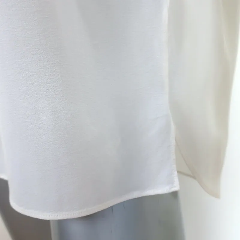Brunello Cucinelli Monili-Trim Blouse à Boutons Crème en Soie Élasticisée Taille Large