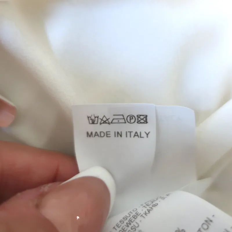 Brunello Cucinelli Monili-Trim Blouse à Boutons Crème en Soie Élasticisée Taille Large
