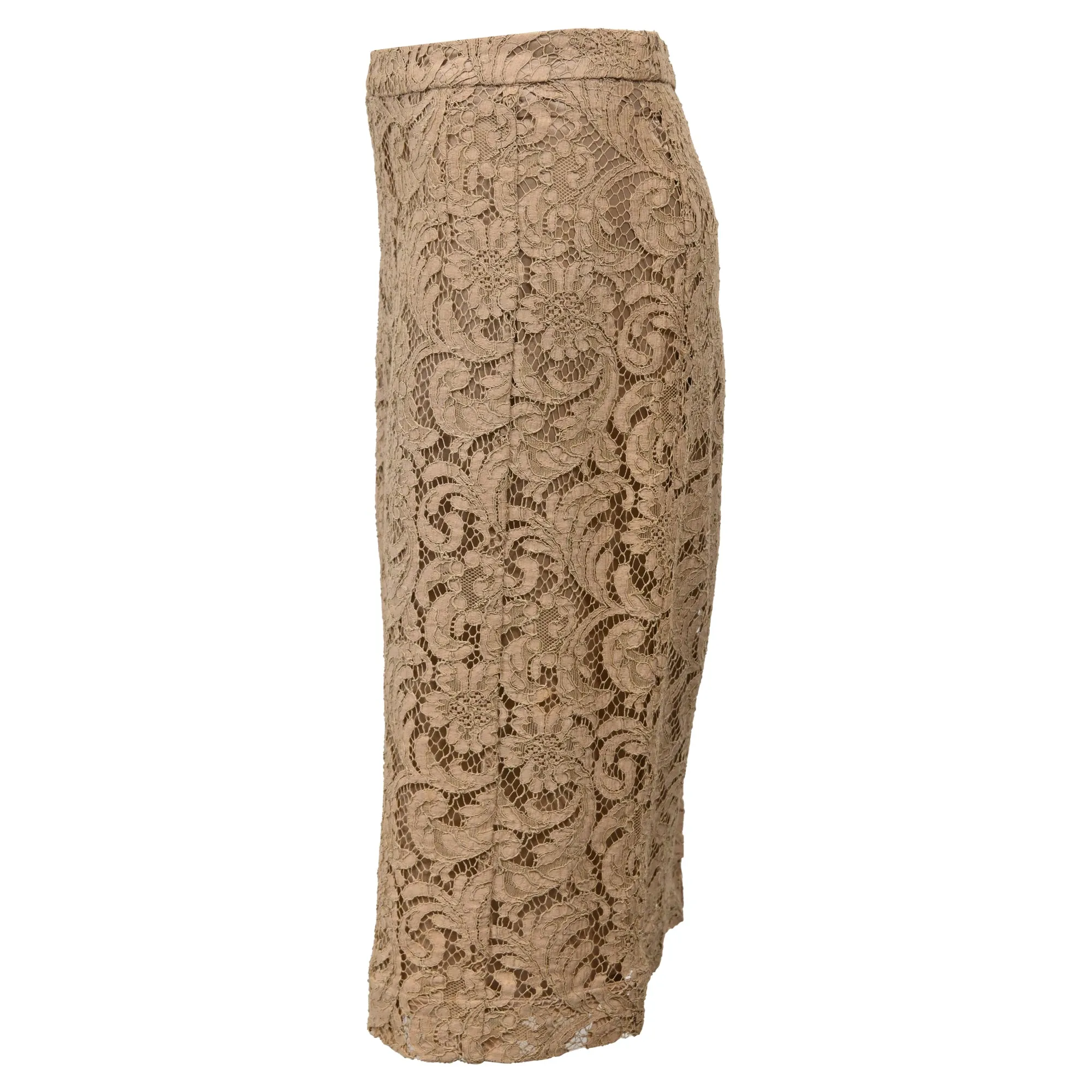 Jupe crayon midi en dentelle Burberry en polyester marron