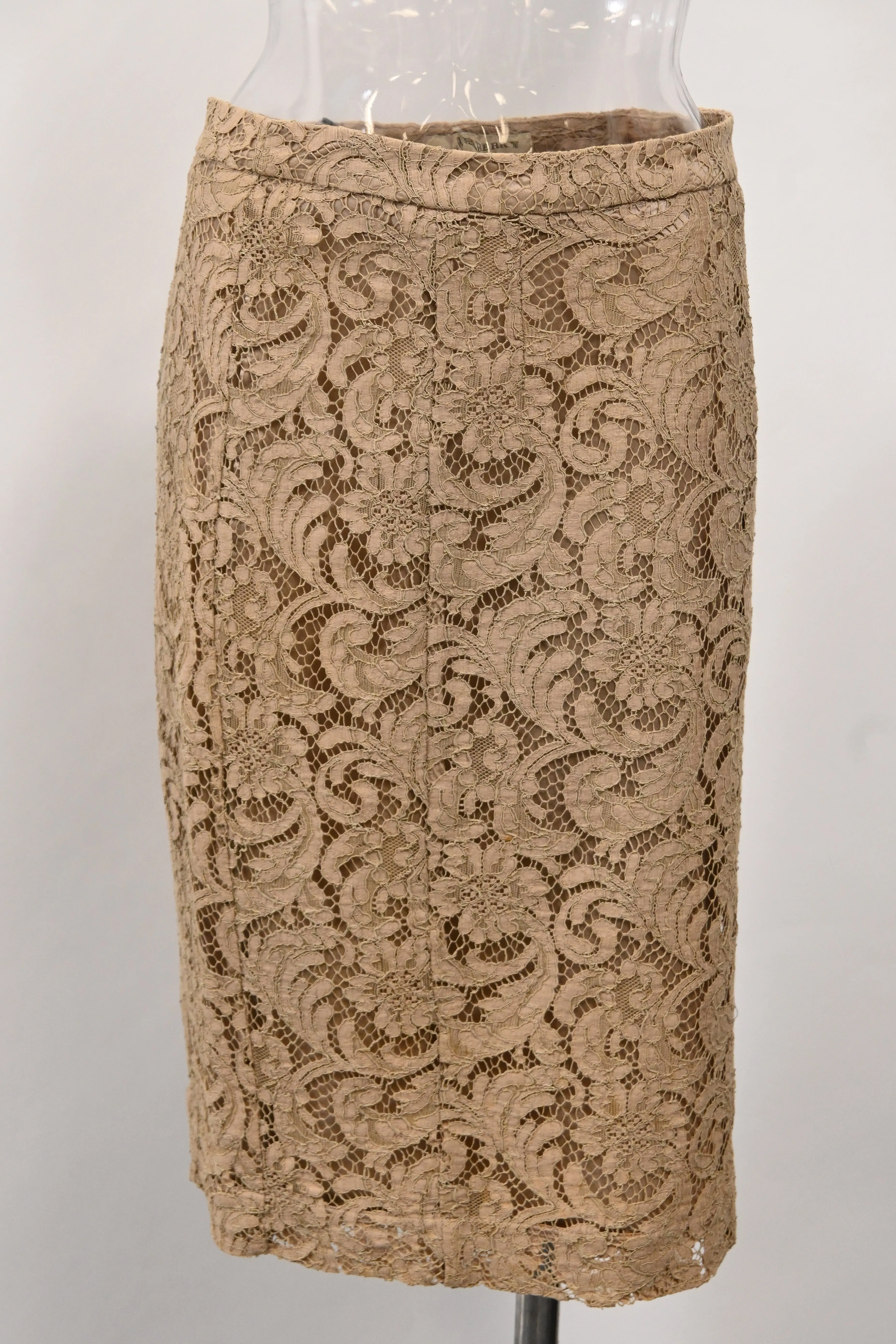 Jupe crayon midi en dentelle Burberry en polyester marron