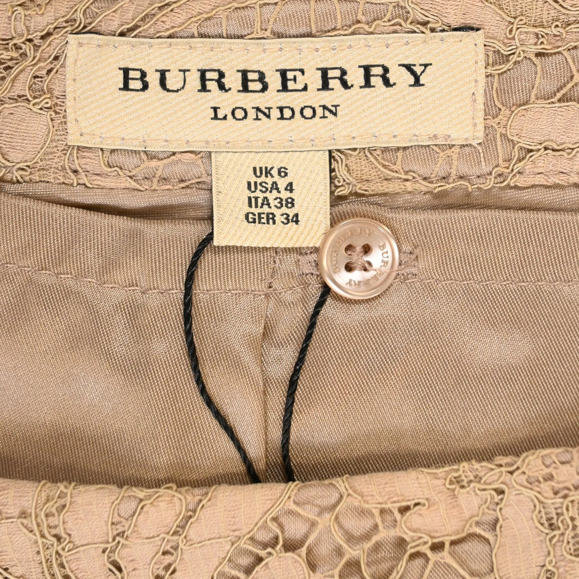 Jupe crayon midi en dentelle Burberry en polyester marron