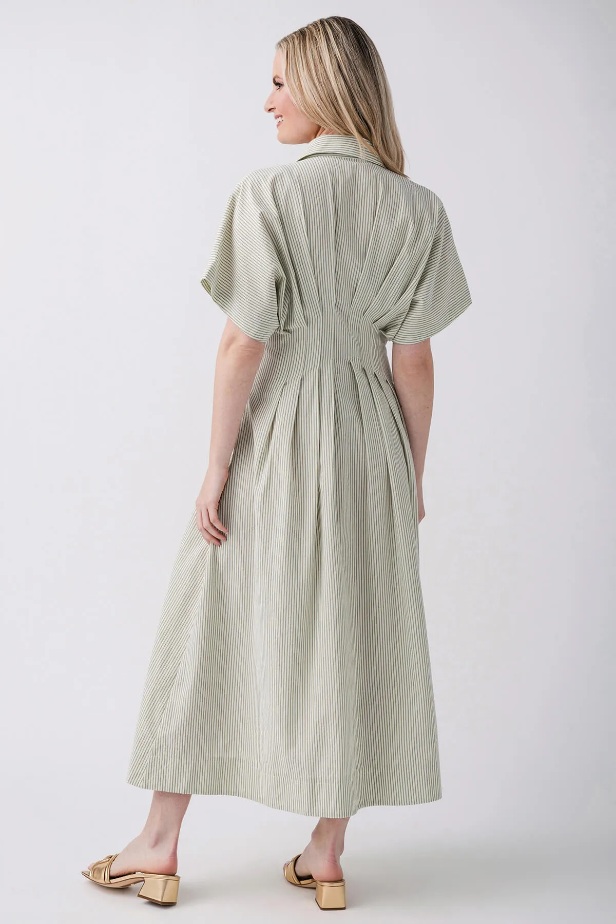 Robe mi-longue tissée rayée By Together