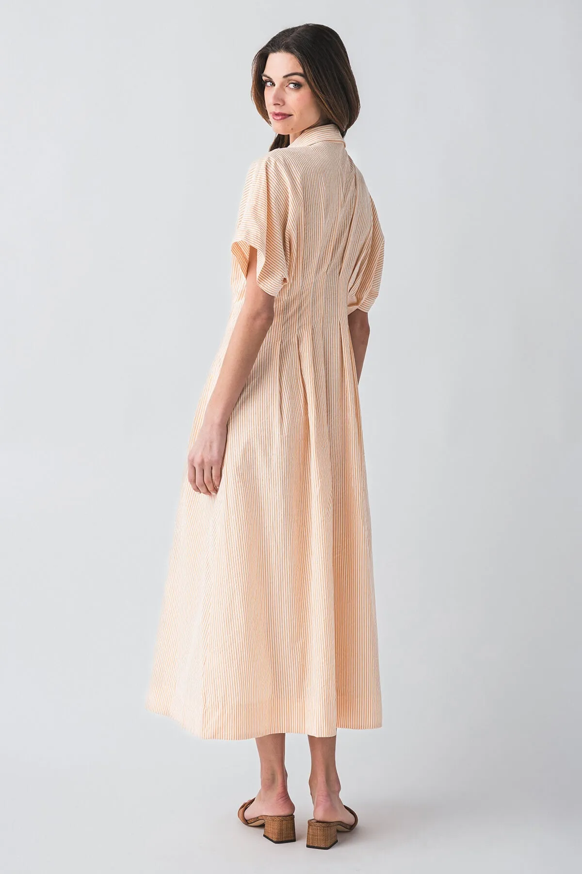 Robe mi-longue tissée rayée By Together