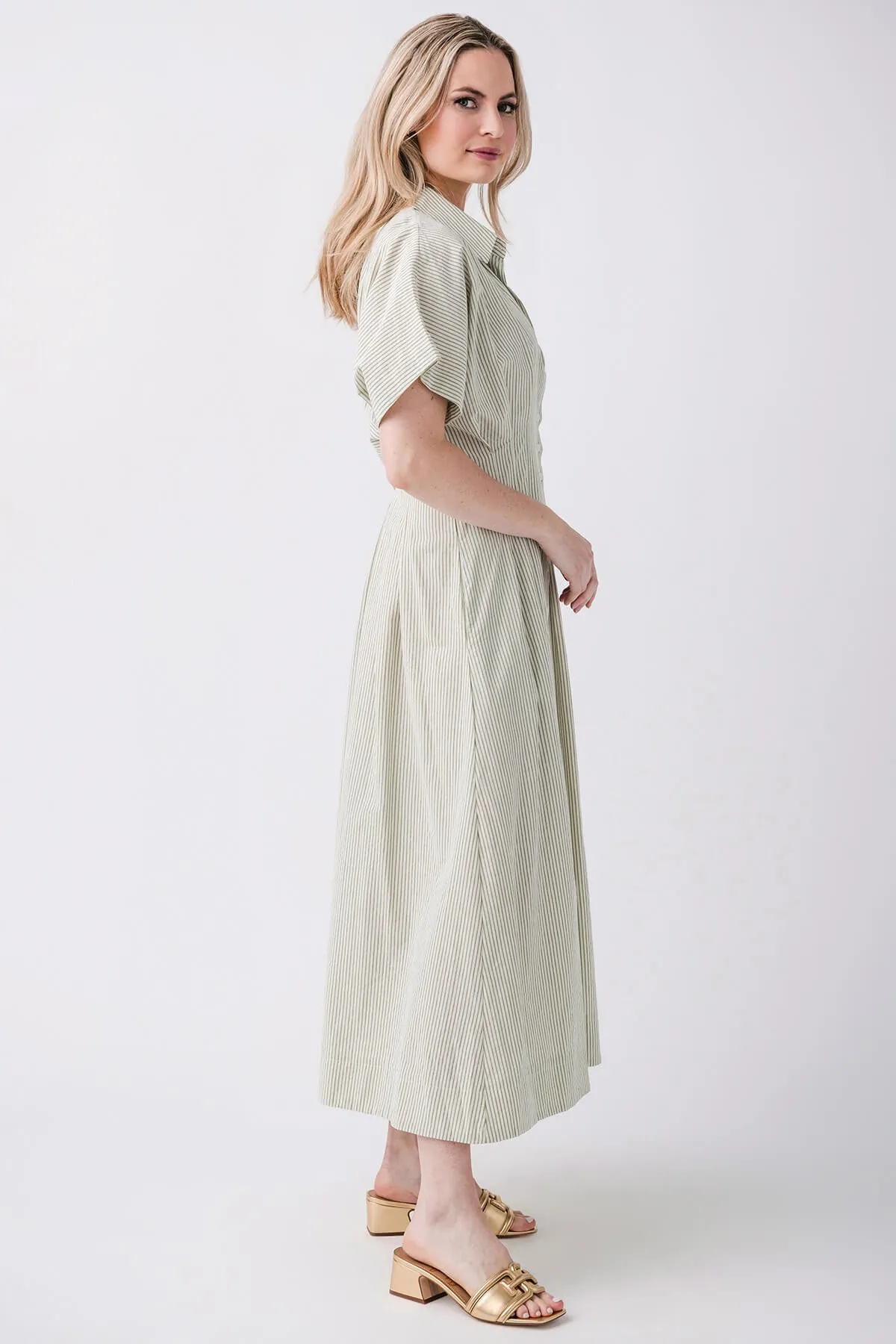 Robe mi-longue tissée rayée By Together