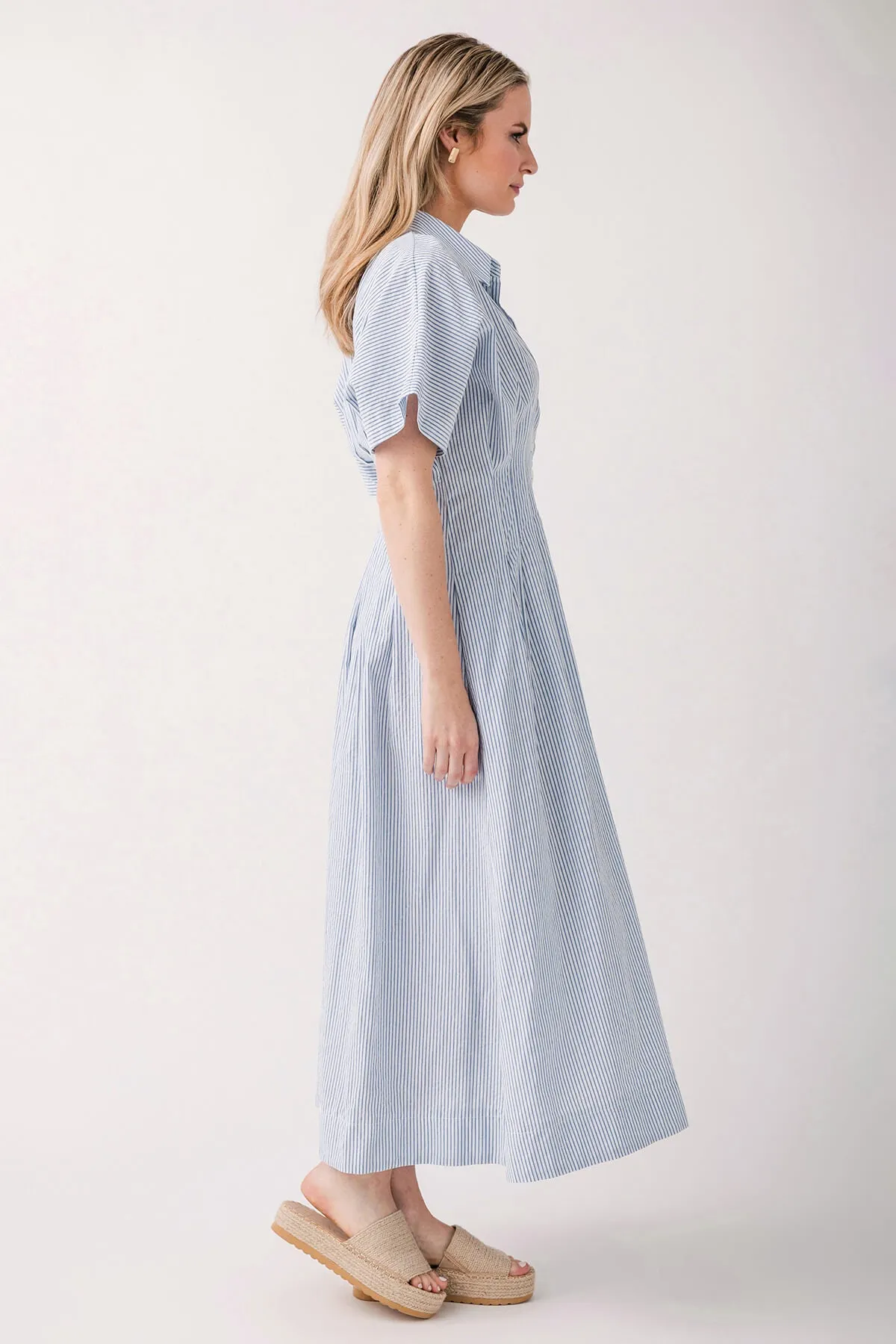 Robe mi-longue tissée rayée By Together