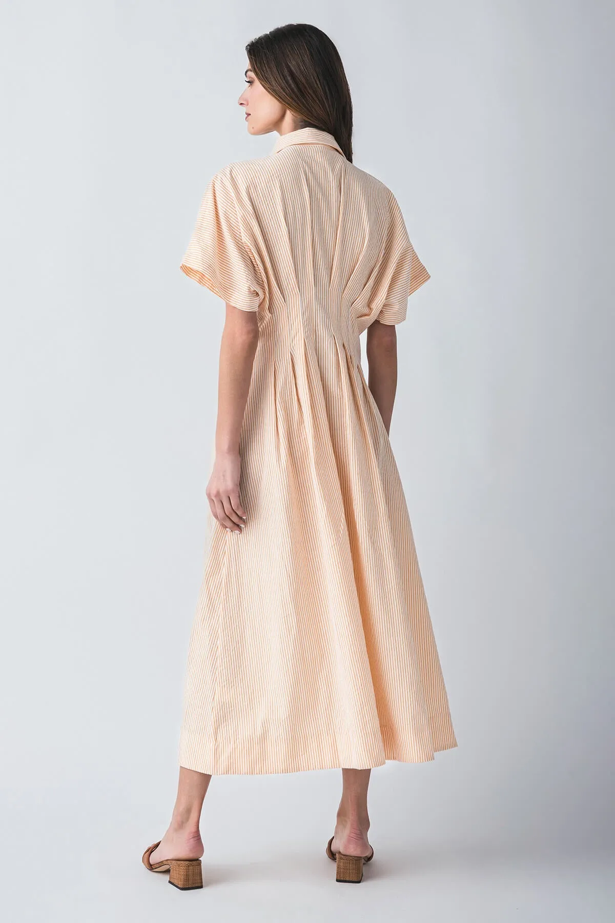 Robe mi-longue tissée rayée By Together