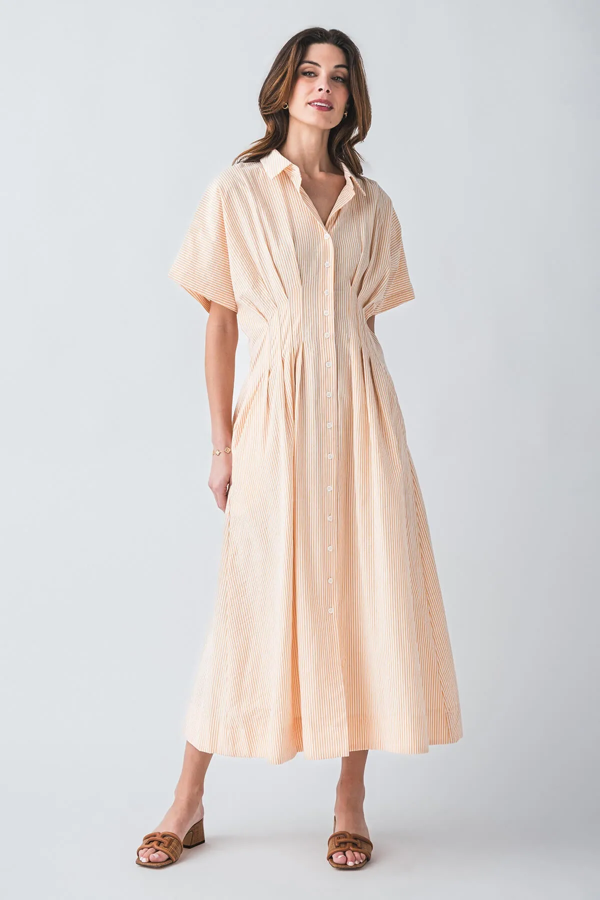 Robe mi-longue tissée rayée By Together