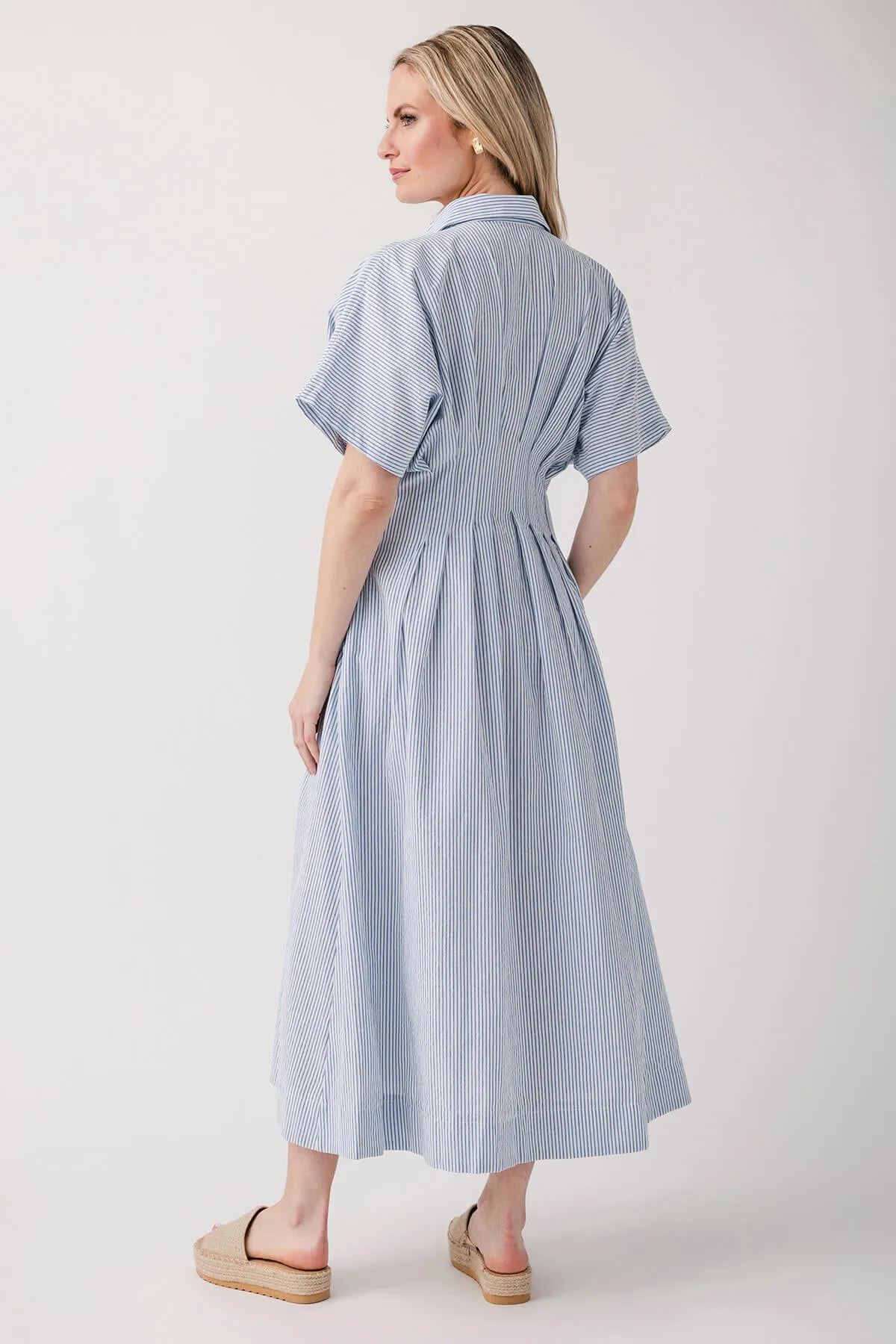 Robe mi-longue tissée rayée By Together