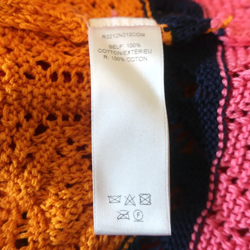 Carolina Herrera Haut en maille crochet à motifs colorés rose/jaune en coton taille S