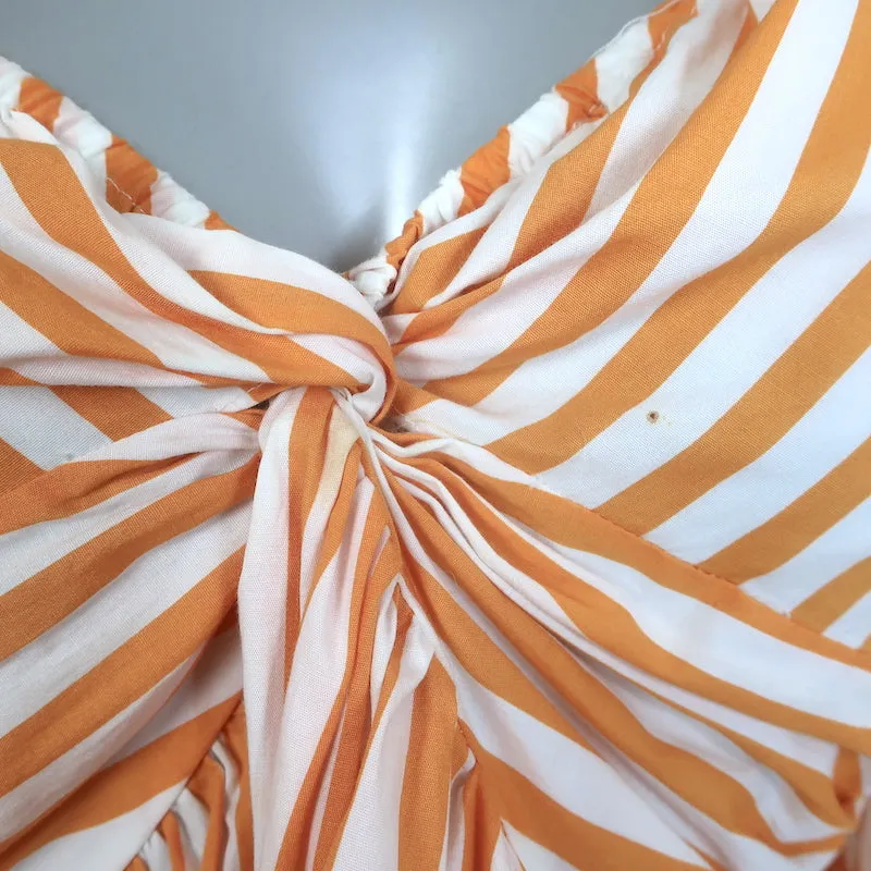 Caroline Constas Haut asymétrique à encolure drapée rayé orange Taille S