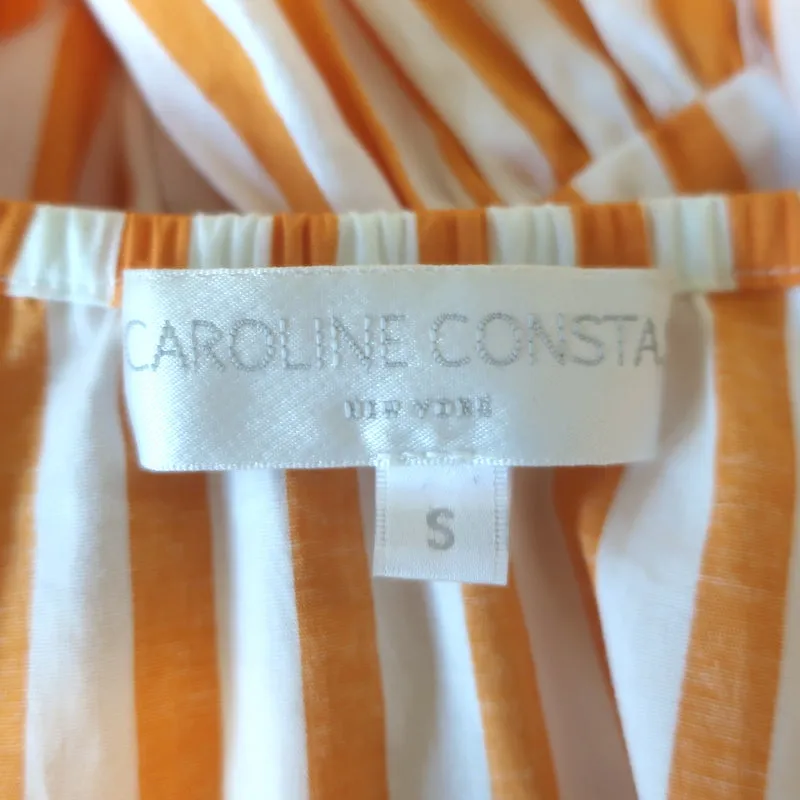 Caroline Constas Haut asymétrique à encolure drapée rayé orange Taille S
