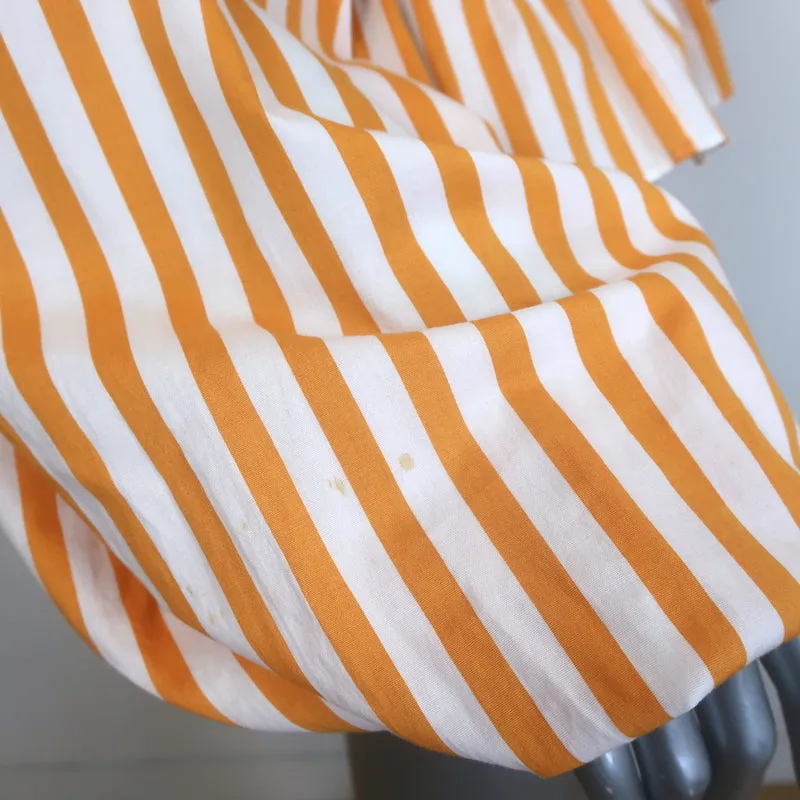 Caroline Constas Haut asymétrique à encolure drapée rayé orange Taille S