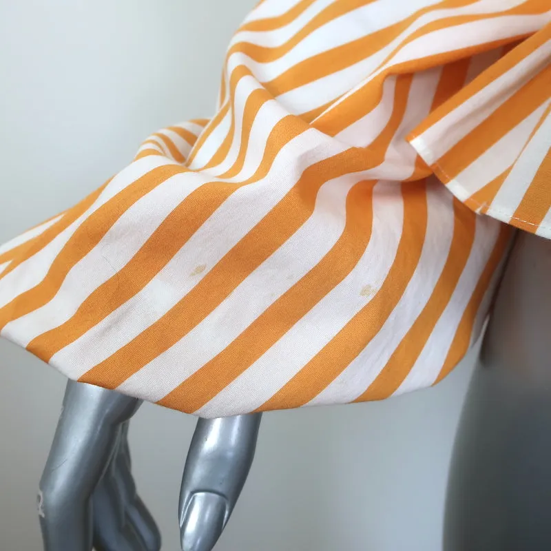 Caroline Constas Haut asymétrique à encolure drapée rayé orange Taille S