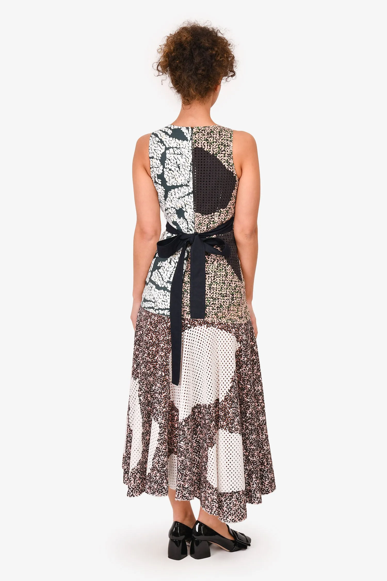 Robe Cedric Charlier à œillets en patchwork vert/blanc/rose Taille 4