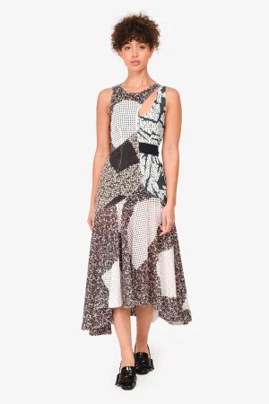 Cedric Charlier Green/White/Pink Patchwork Eyelet Gown Size 4