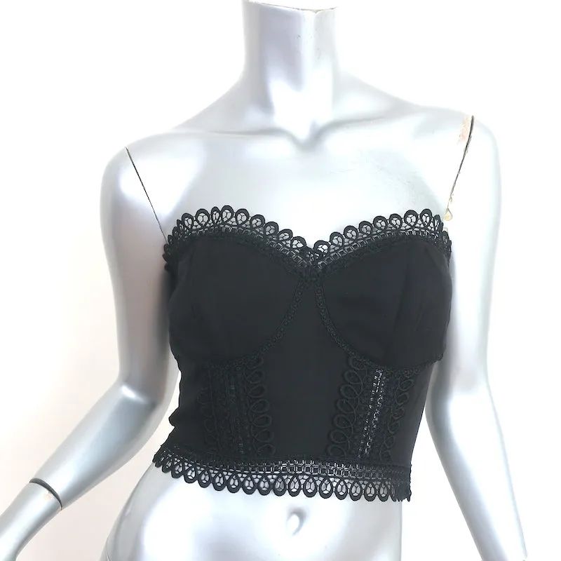 Charo Ruiz Lys Bustier Sans Bretelles Noir En Dentelle et Coton Taille S