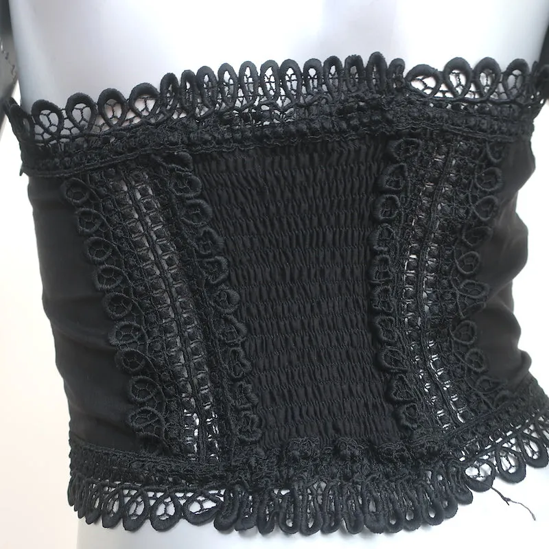 Charo Ruiz Lys Bustier Sans Bretelles Noir En Dentelle et Coton Taille S