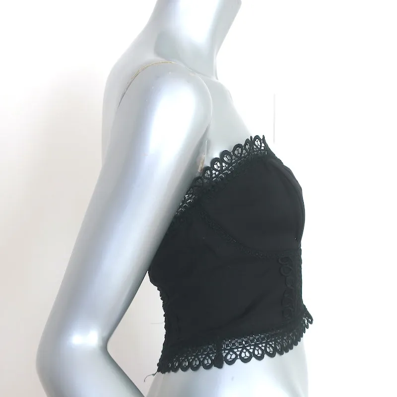 Charo Ruiz Lys Bustier Sans Bretelles Noir En Dentelle et Coton Taille S